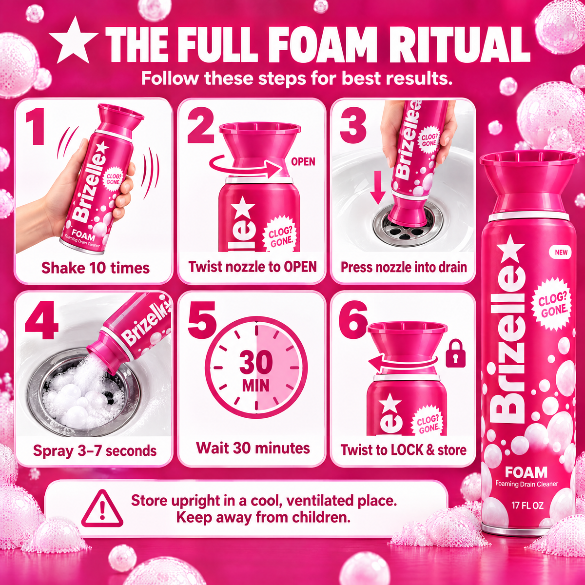 Brizelle Foam - Drain Cleaner